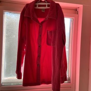 Vintage LL Bean Pink Corduroy Button Up